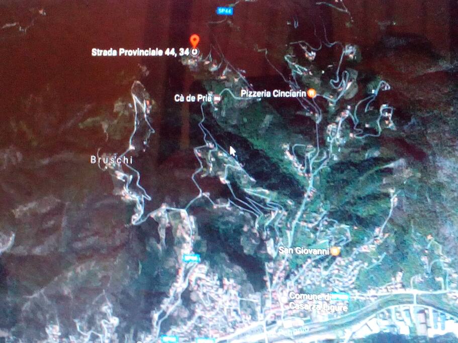 satellitare da casarza alla struttura. percorso