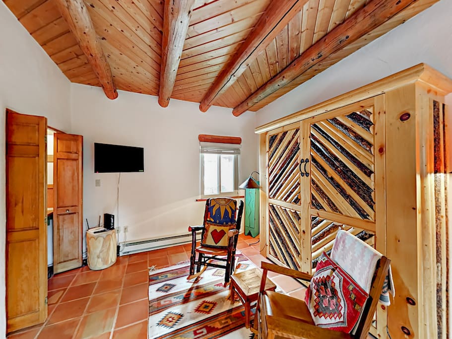 Known as "Pinon Treasure," this studio is chock-full of personality and Southwestern style.