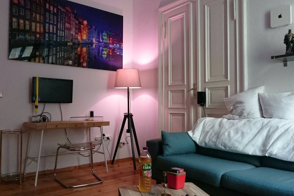 living room with small working place
