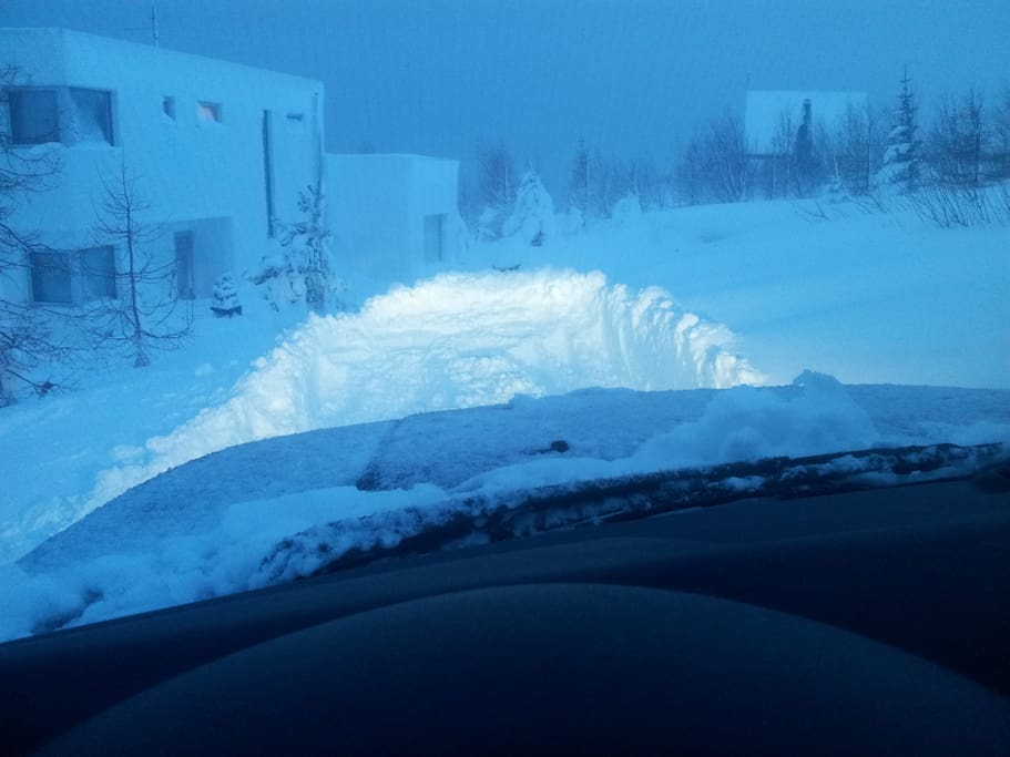 My driveway buried in snow in winter 2015