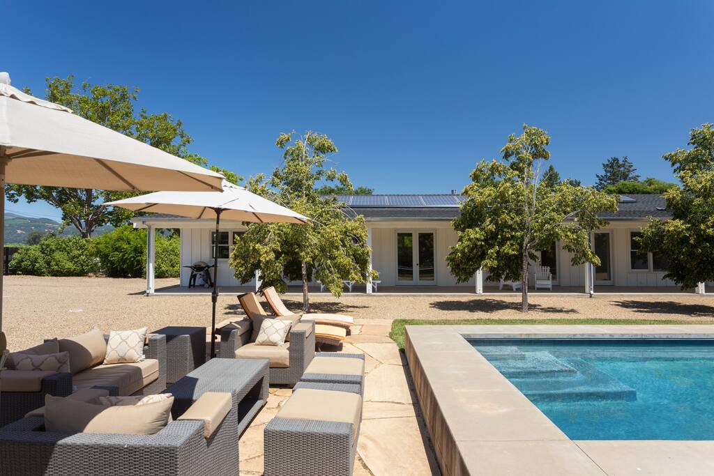 Relax pool side under the umbrellas or catch a little sun.
