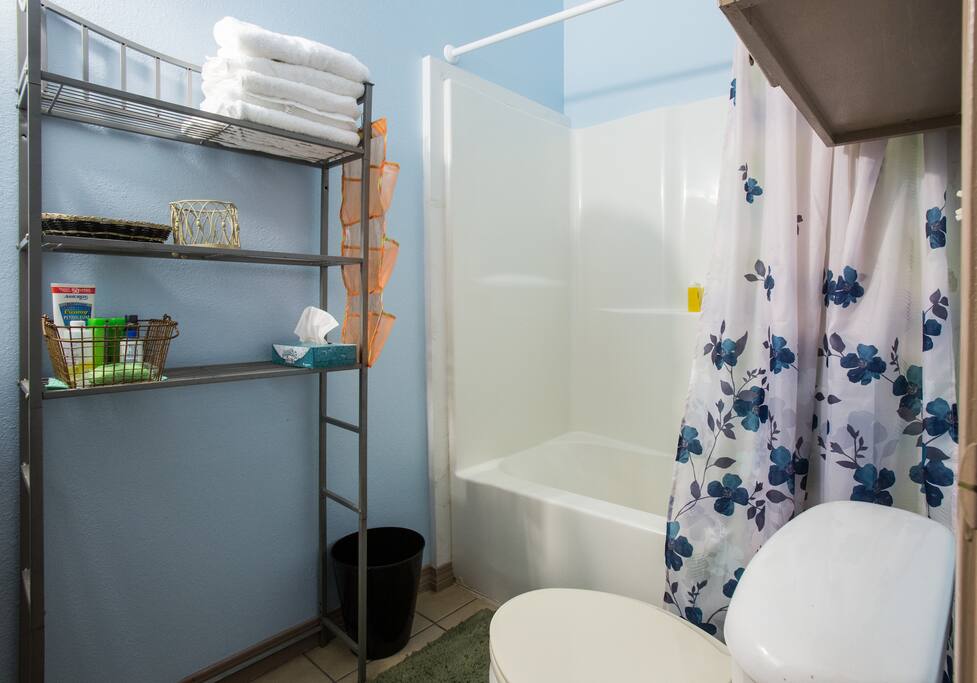 Clean and cozy bathroom with all the necessities