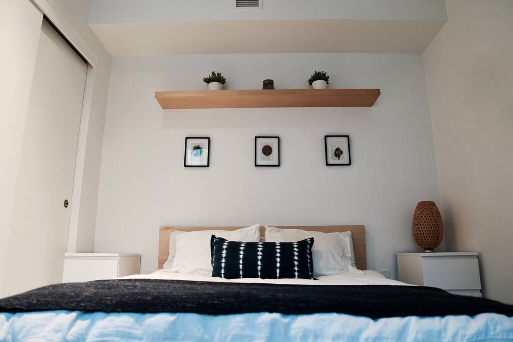 Bedroom. Queen bed, with 8 inch memory foam mattress, and fresh soft sheets.