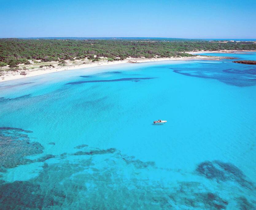 Es Trenc Strand fussläufig ab Finca. Strandlänge 7,5 Km.