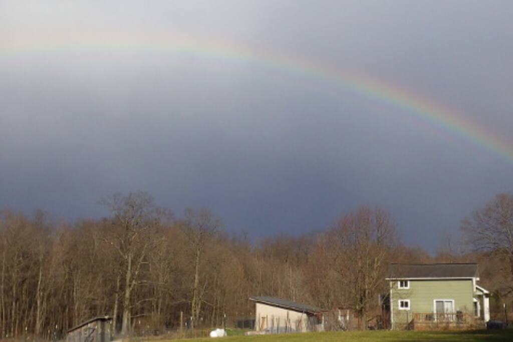 Beautiful rainbow over the Bowman House