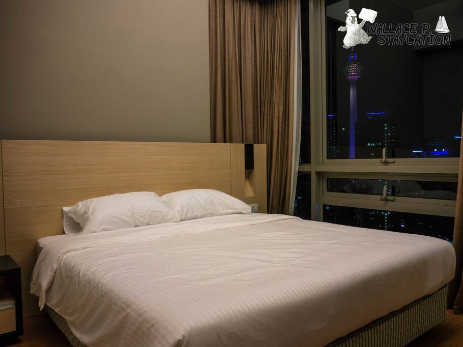 King size bed for masterbedroom. KL Tower can be seen from masterbedroom