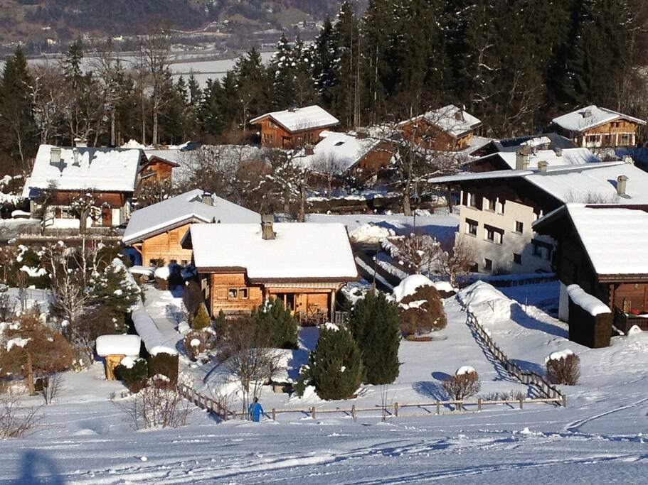 vue aerienne depuis les pistes de ski