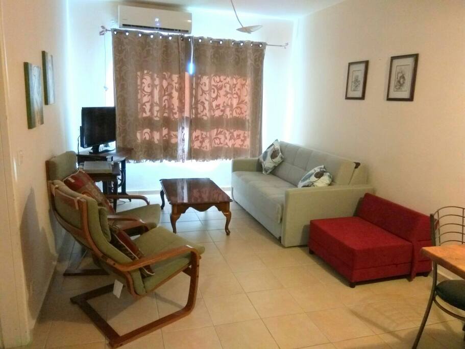 Living room: Double sofa bed + Single sofa bed + Armchair + Cable TV