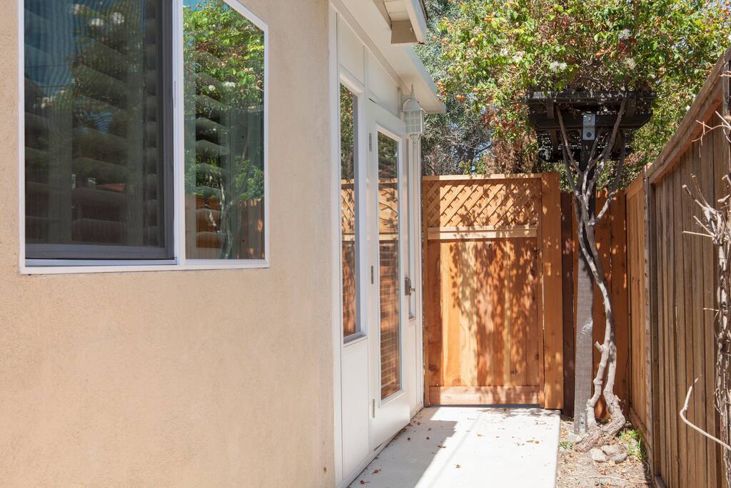 Private separate entrance into the rental area.
