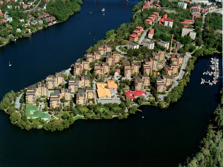 Ekensberg from above. Our house is the small white one in the middle, with red roof.
