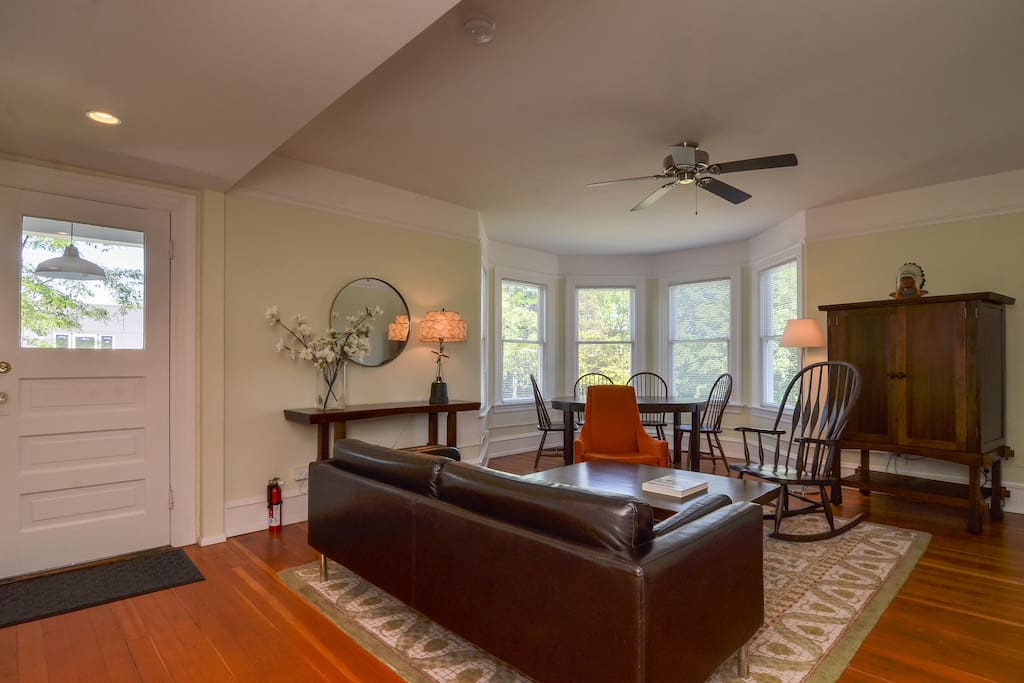 Spacious living room with private balcony
