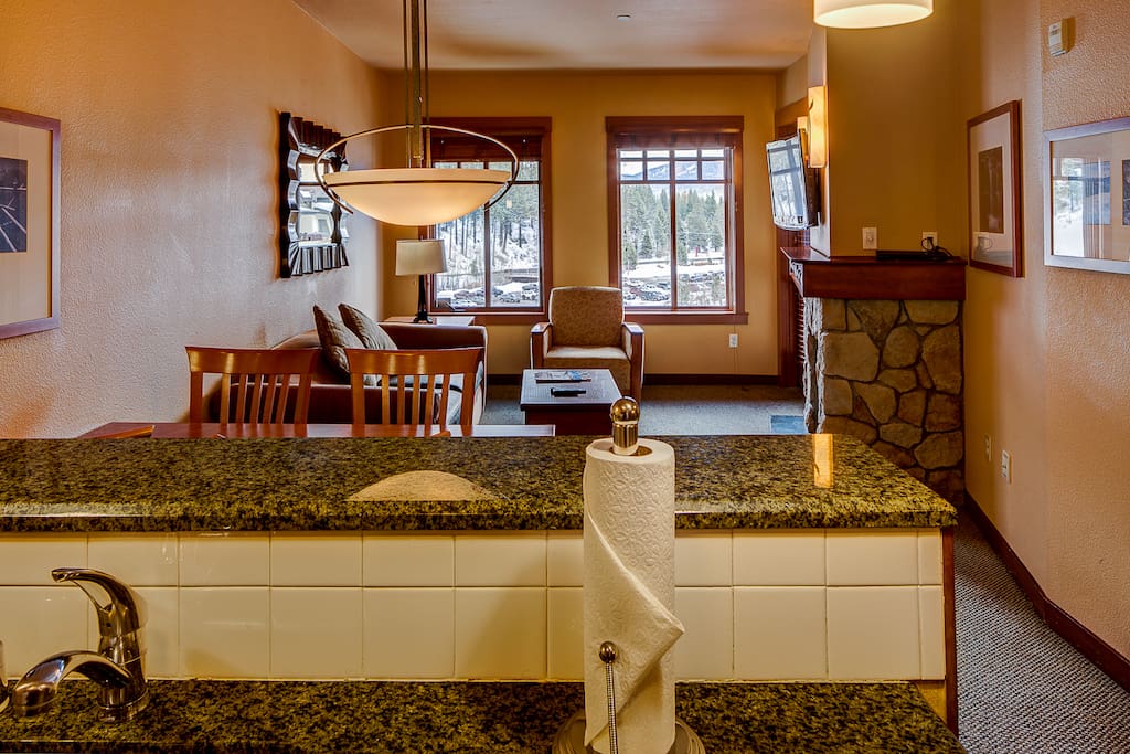 View from kitchen to living room