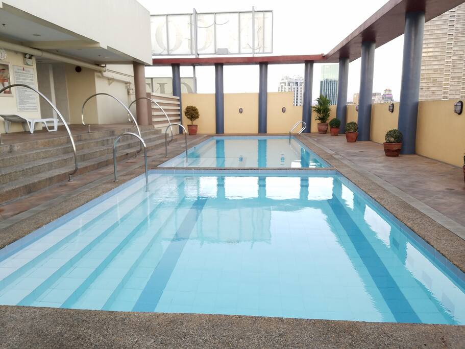 2 pools at the rooftop, free to use.
Also fantastic view from rooftop, that also has terraces.