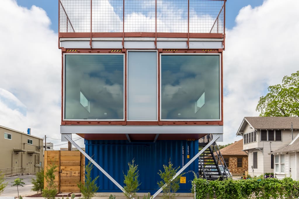 The red container is an upstairs workspace (not included with booking)