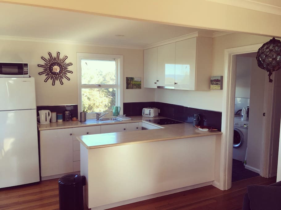 Well equipped kitchen with bush/countryside views.