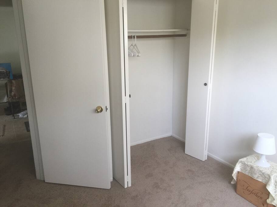 Closet space with hangers