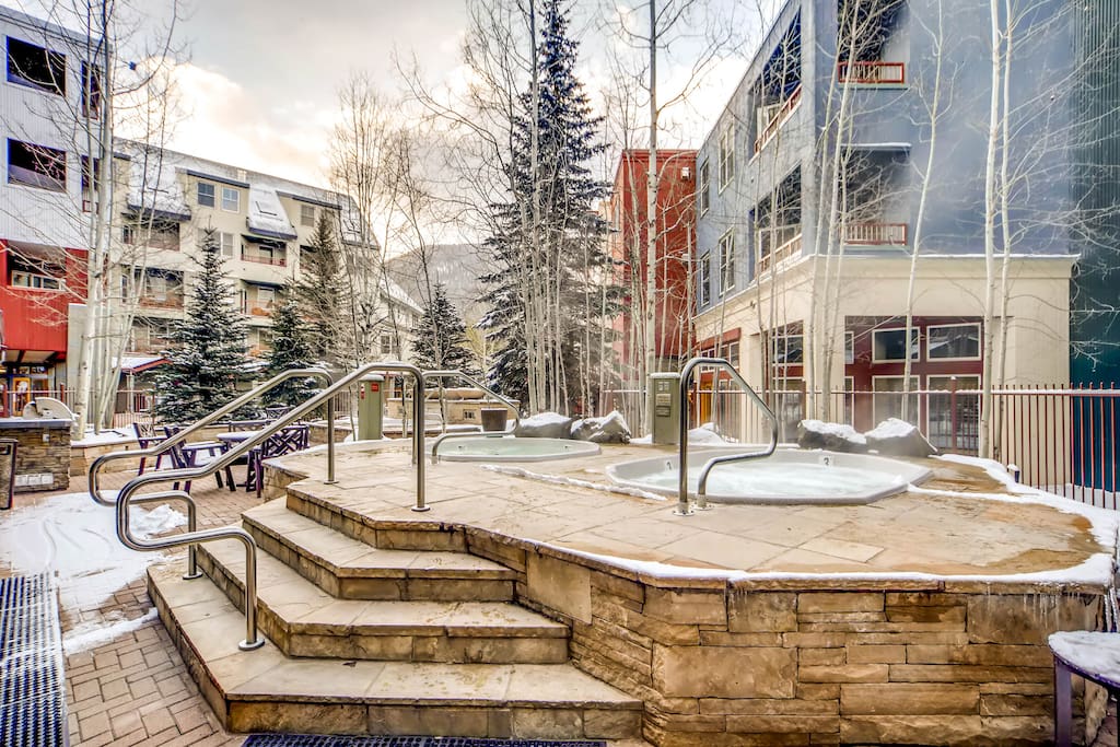 Silver Mill's hot tubs are always at the ready, winter or summer.