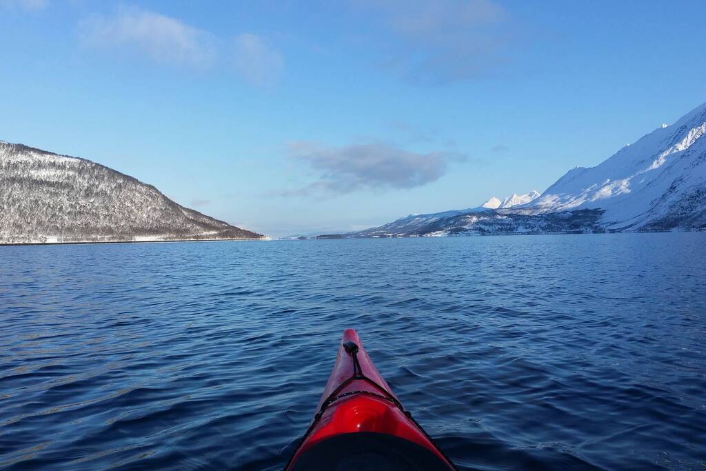 The beautiful fjord is right outside the door.