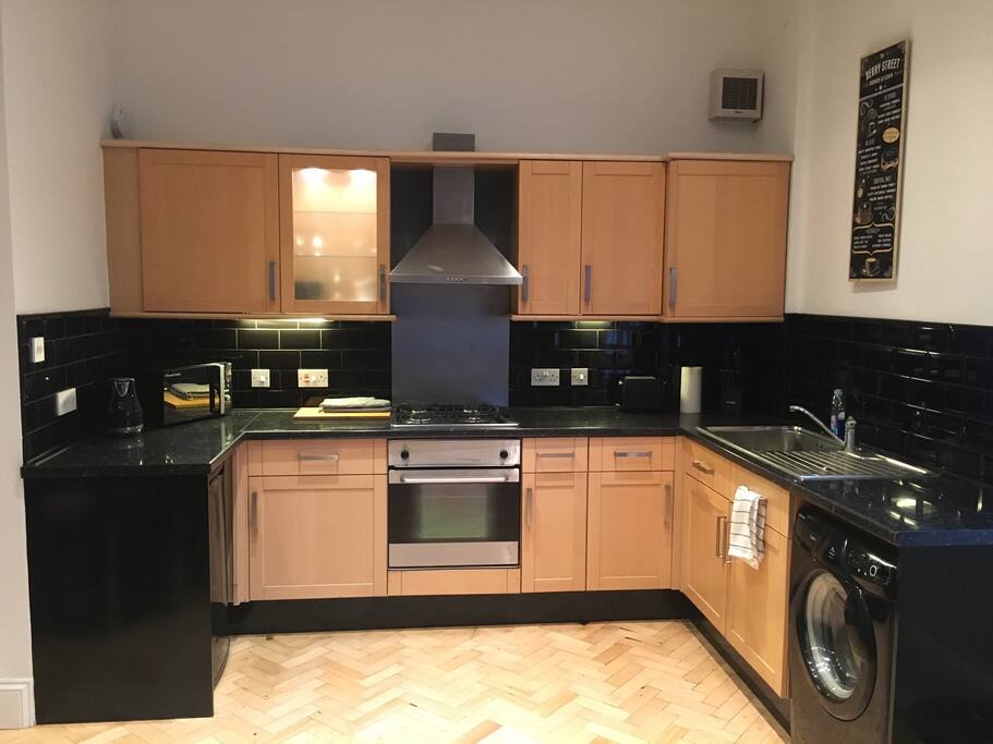 Open plan kitchen / living room.