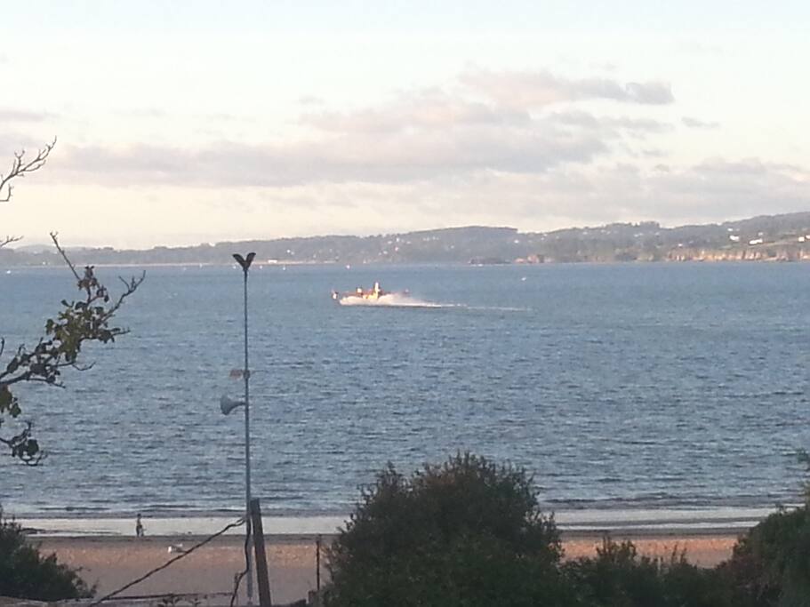 Vista de la playa desde el porche trasero