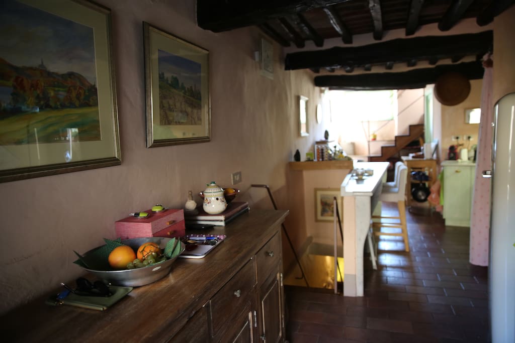 View from the entrance - Kitchen and stairs down to Bedroom