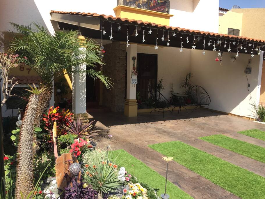 Enjoy the garden and the hummingbirds while relaxing in our outdoor chairs and table