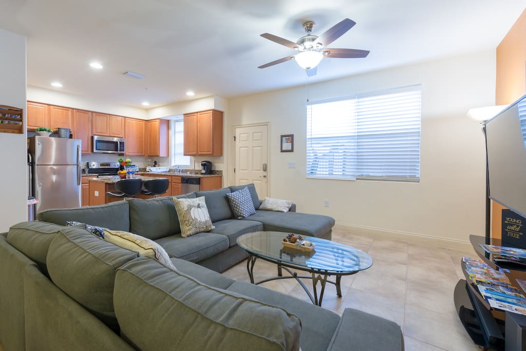 Living room with sectional sofas