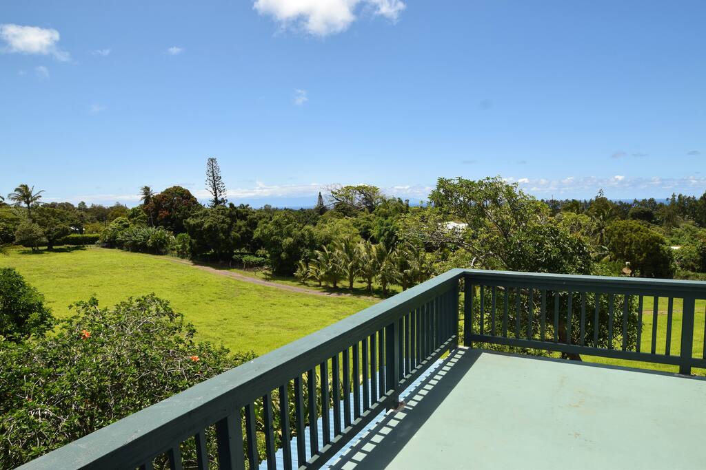 View of Maui and the pasture from the Sundeck Patio.