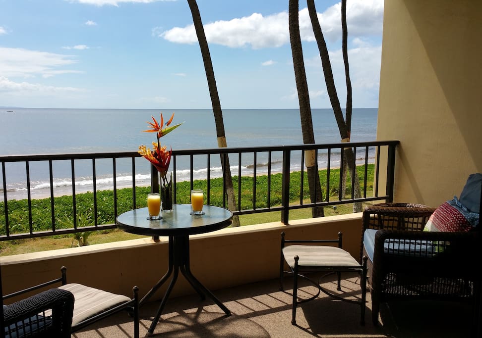 Enjoy a meal with a spectacular view from our lanai.