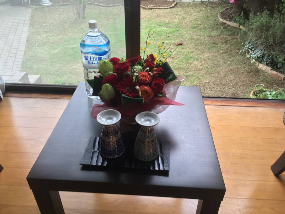Complimentary water.