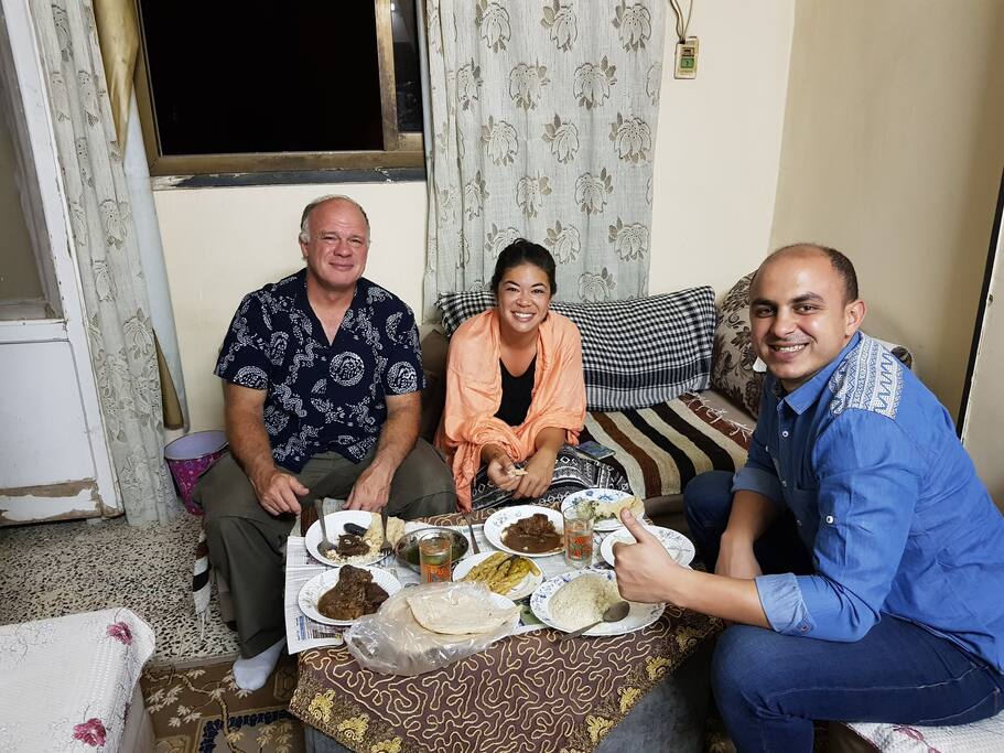 Some times I invite our guests for Egyptian home made food to get the real experience of Egypt .