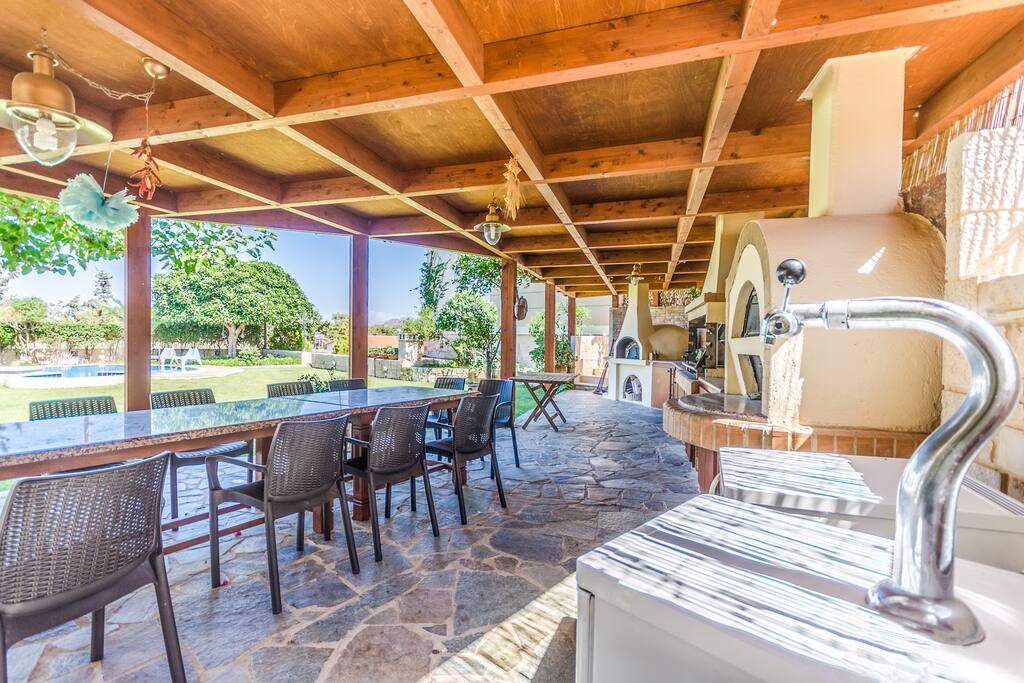 BBQ Area with dining table for 16 and 2 stove ovens