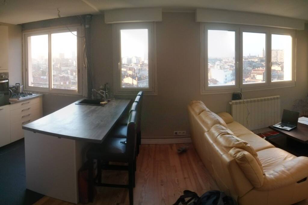 living room and kitchen