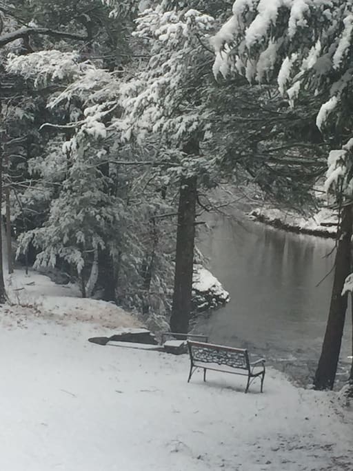 Our first snow highlighting our beautiful stream