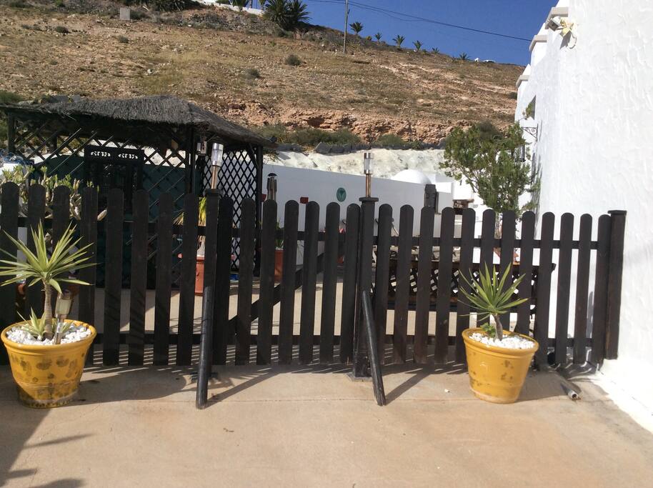 Gated entrance to sunbathing area