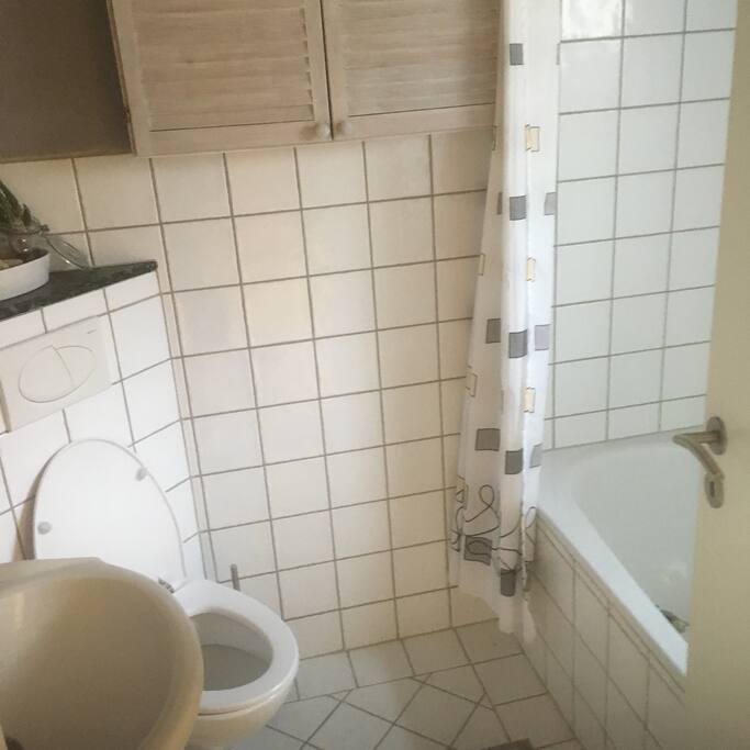 Toilet med badekar