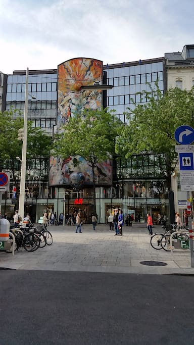Pedestrian zone - shopping street right around the corner - lots of cafes and shops