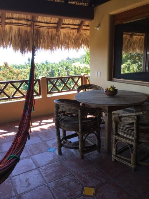 Terrace with dining table