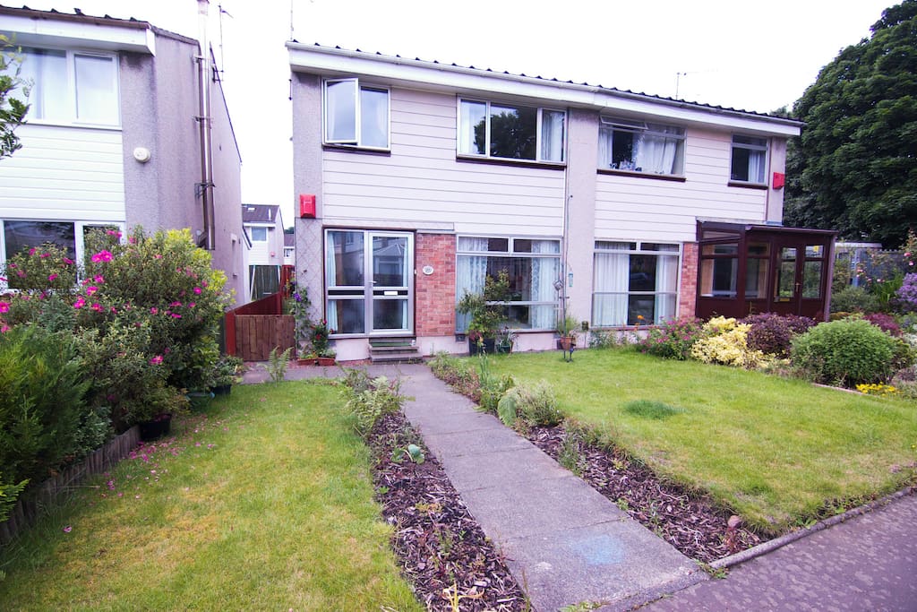 The front of the house; the bedroom is on the first floor facing this way