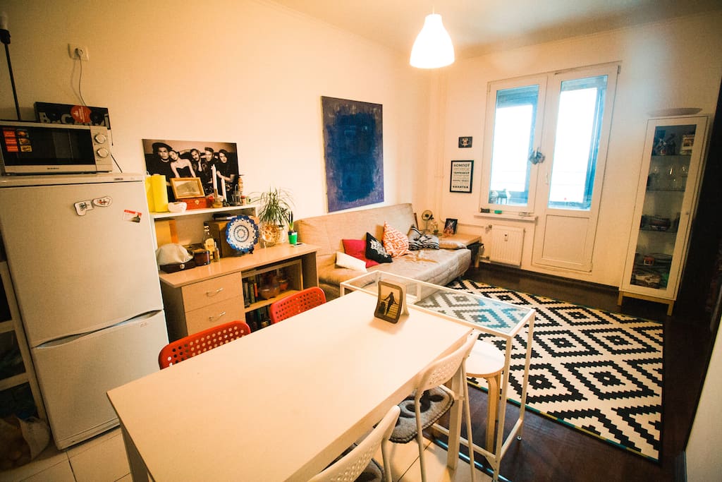 гостиная с кухней, kitchen & living room