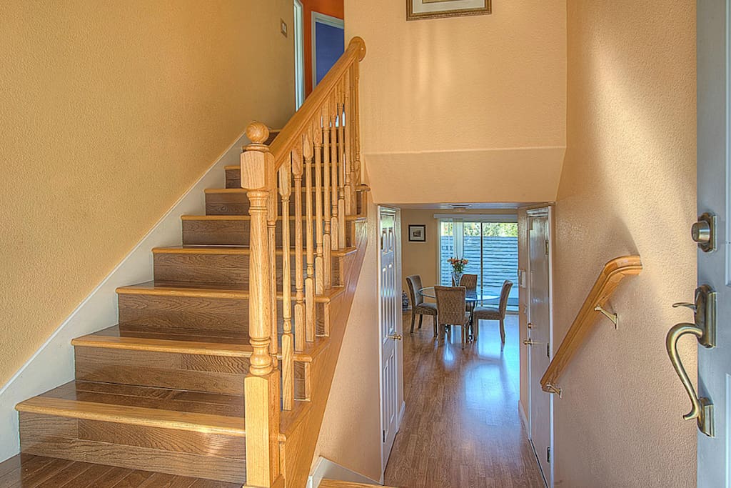 View after walking in, upstairs for rooms, downstairs for living.