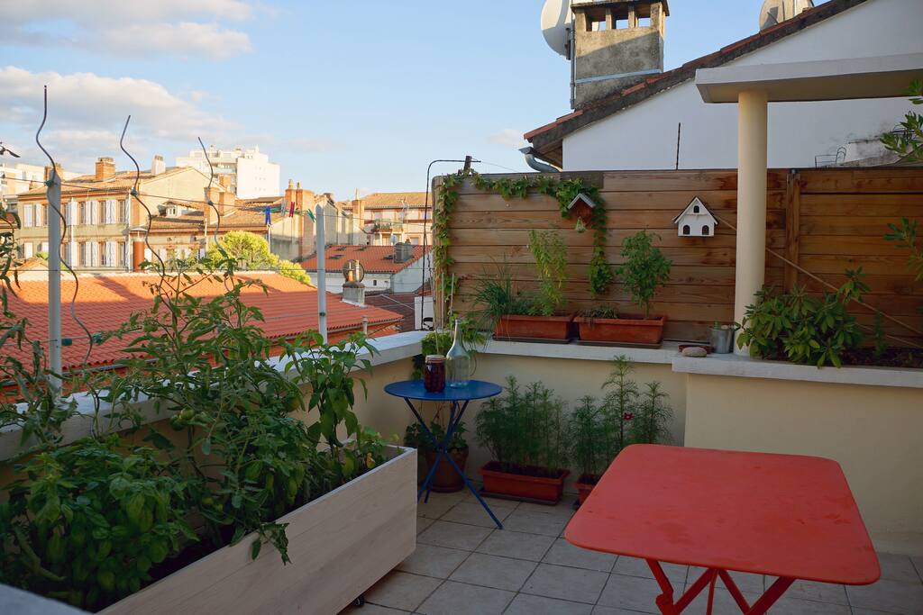 Terrasse sur cour, sans vis à vis