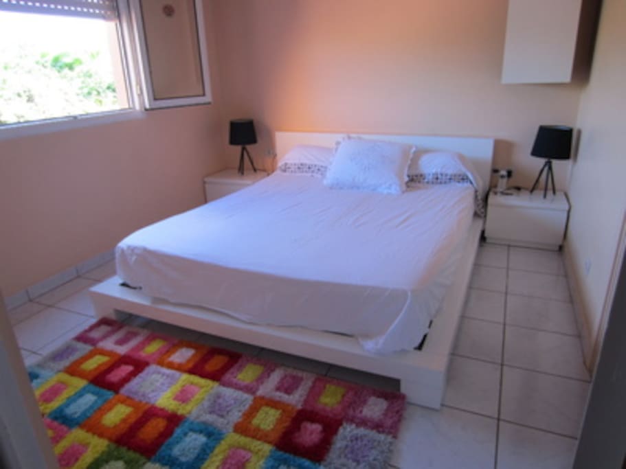 Chambre à coucher lit double avec placard