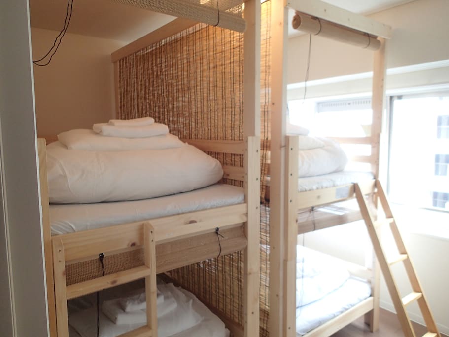Dormitory room for 4people.
we have total 8people can stay these neat and cozy capsule type beds.