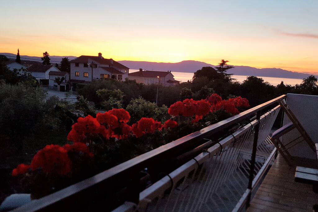 View at the beautiful sunset from the balcony.