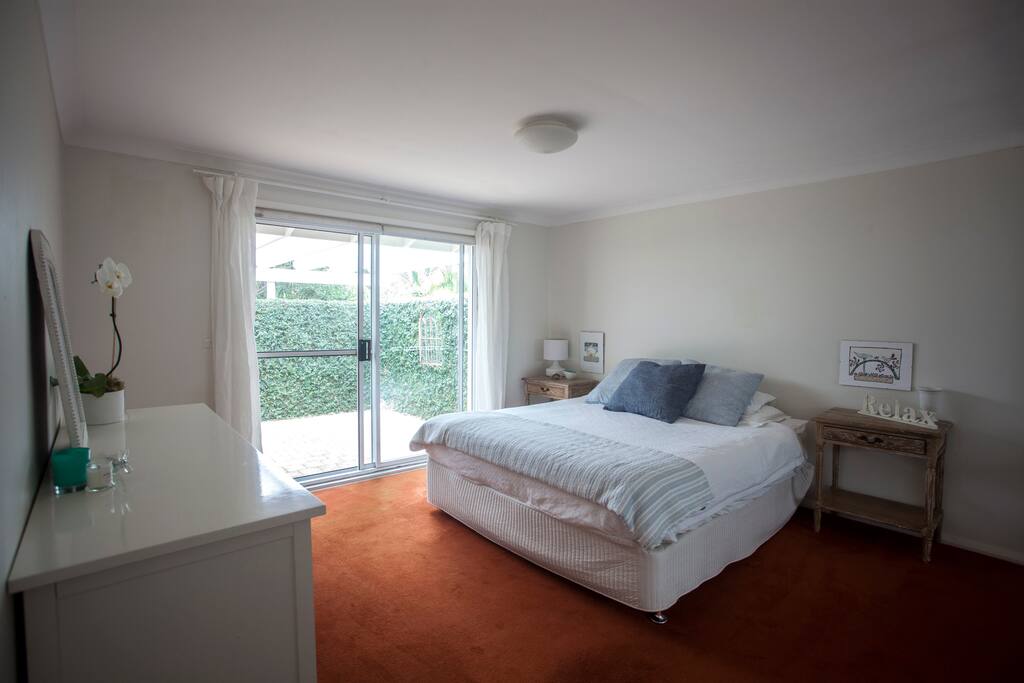 Master bedroom with views of the courtyard