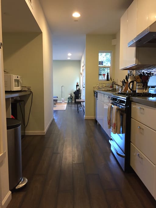 This is our kitchen that leads into into the living room.