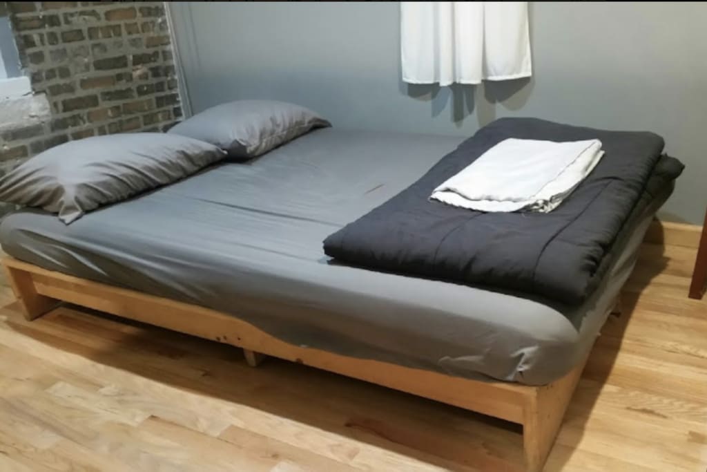 Full size bed folds into futon if prefered.