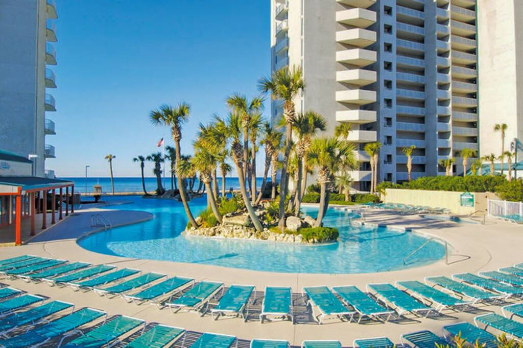 The gulf view pool deck is stunning