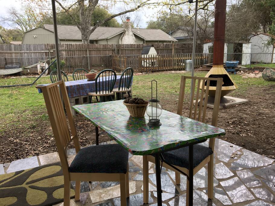 Covered patio and fire place